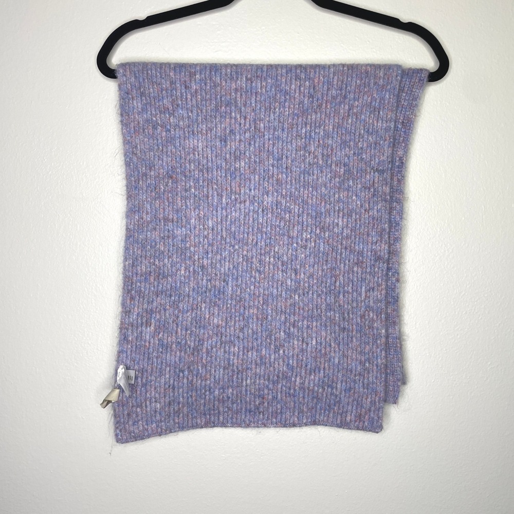 Loft Scarf Purple Marl Ribbed Knit Soft Fuzzy Winter Accessory 14" x 70"